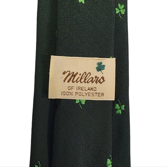 Vintage Millars Shamrock Green Tie Pre Owned Condition - Picture 4 of 6